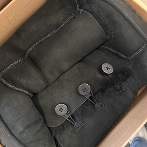 UGG Black Suede Boots with Button Detail